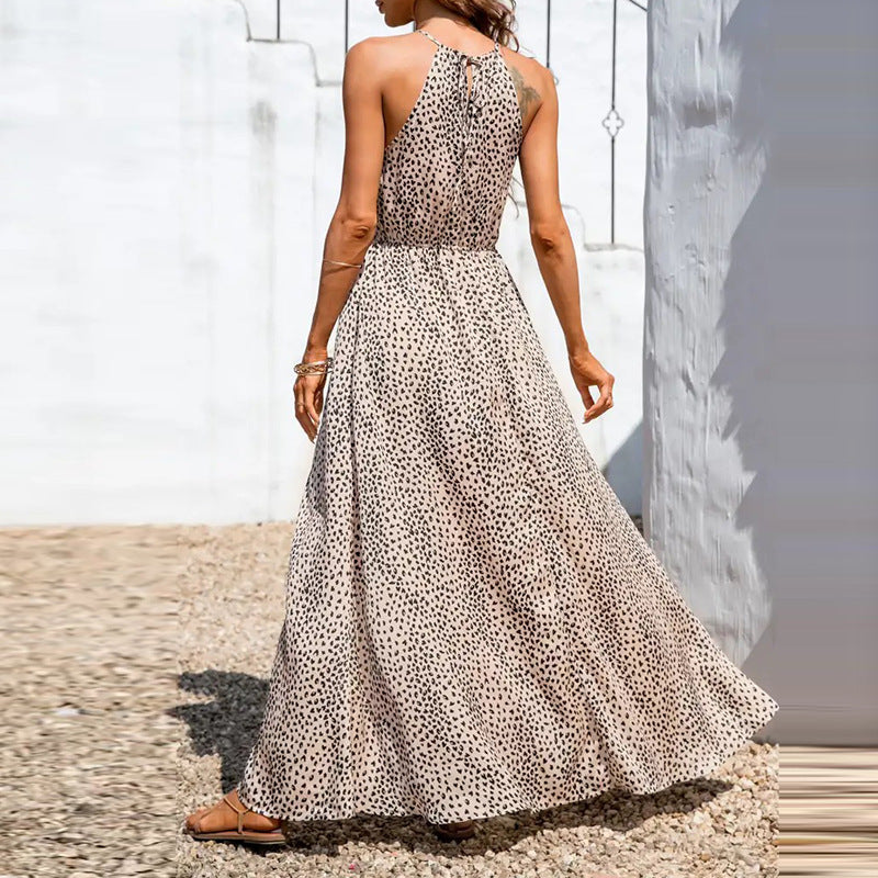 Robe à Pois Fendue Femme
