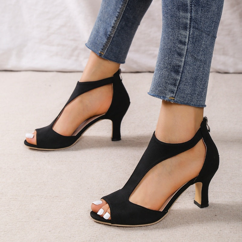 Sandales Femme Talons Hauts Zippées