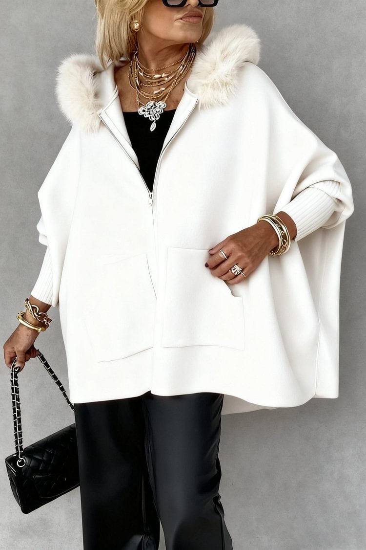 Women's Fur Collar Solid Colour Casual Jacket