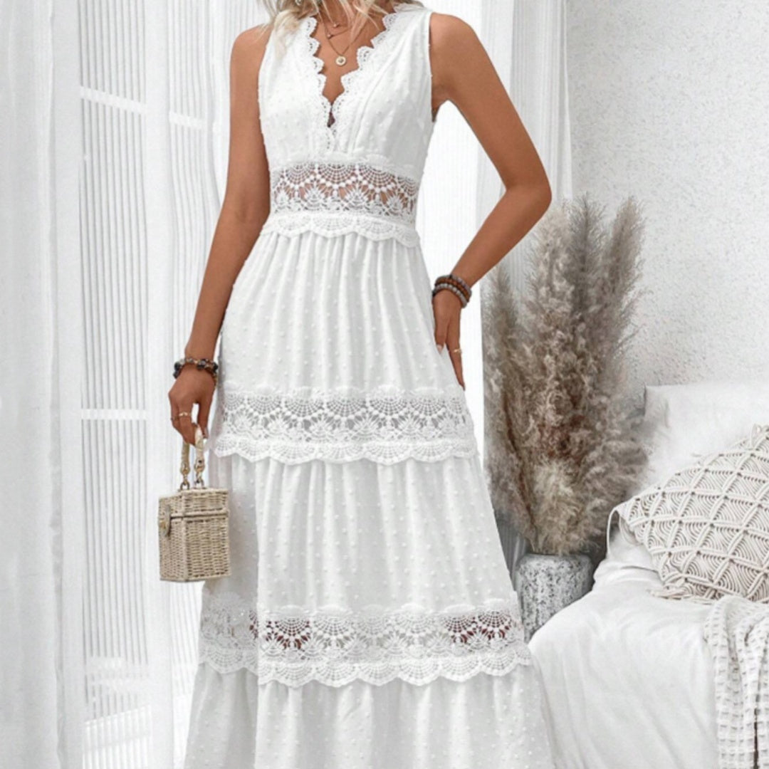 Robe Femme Dentelle Col V