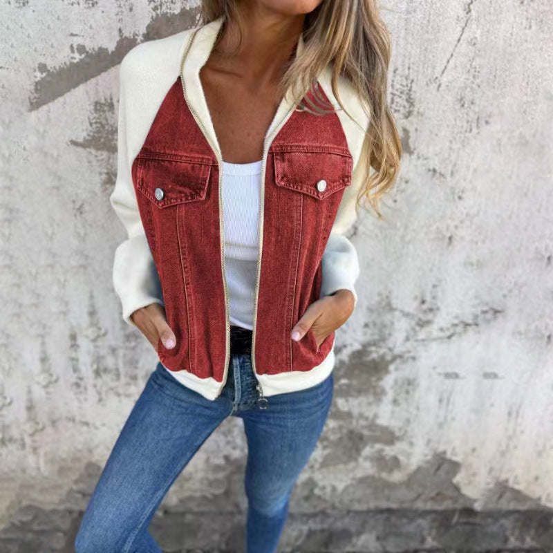 Veste Denim Patchwork Femme