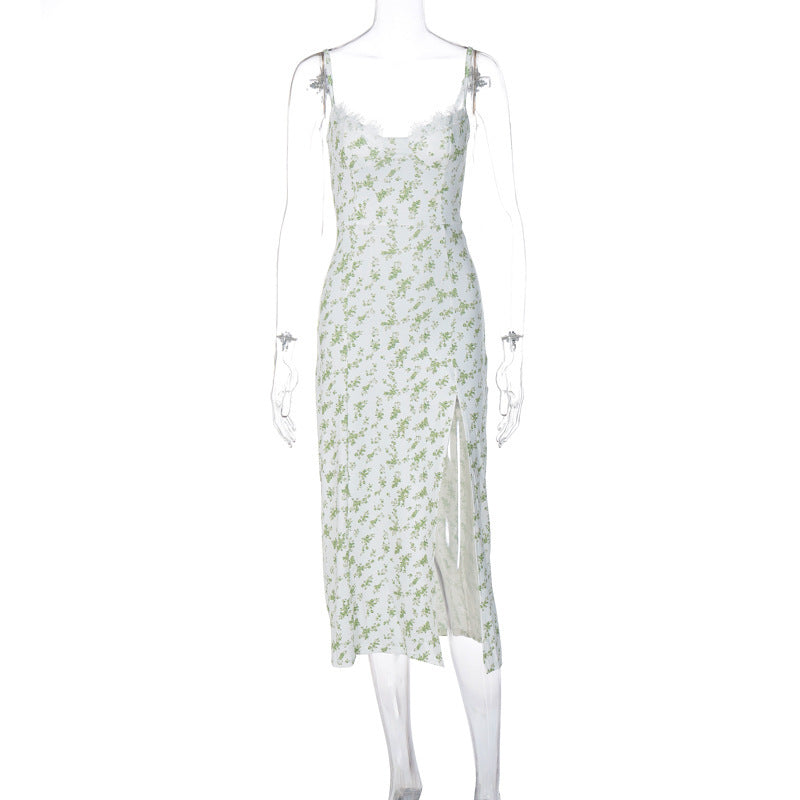 Robe longue fleurie fendue sexy