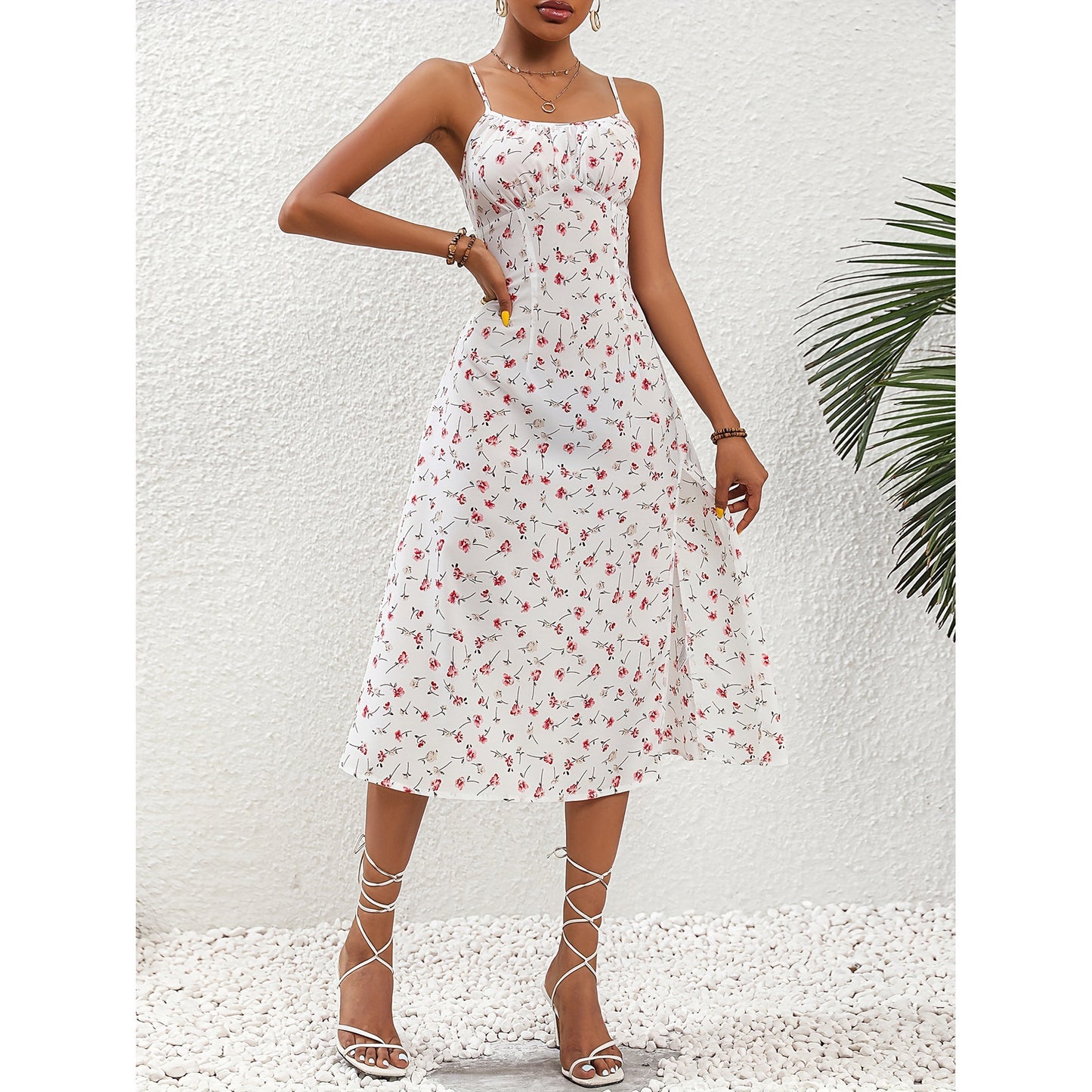 Robe Longue à Pois Fendue