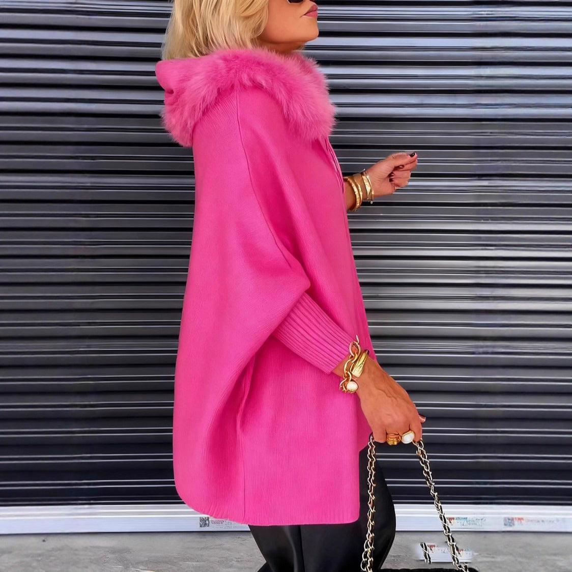 Women's Fur Collar Solid Colour Casual Jacket